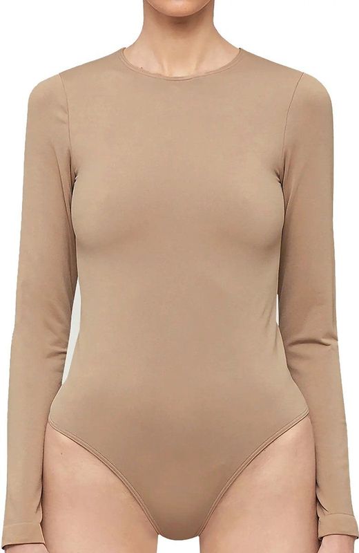 Pieces - PCNEJA - Bodysuit - Zwart - Lange Mouw - Naadloos - Ronde Hals