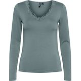 Pieces dames shirt Kant lange mouw - Barbera - Blauw