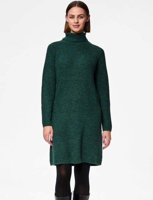 Tricot Jurk - Neergelaten Knieën - Gerecycled Polyester - Hoge Kraag