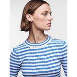 PIECES - Pccrista Ls O-hals - Gebreide Trui - French Blue/Stripes