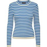 PIECES - Pccrista Ls O-hals - Gebreide Trui - French Blue/Stripes
