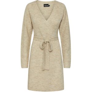 PIECES - Pcellen LS Wrap Knit Dress - Damesjurk - Witte Peper