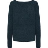 PIECES - Fijn Tricot Trui - Groen - Polyester - Lange Mouwen