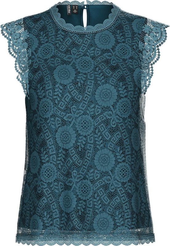 Pieces Top Pcolline Sl Lace Top Noos 17120454 Reflecting Pond Dames