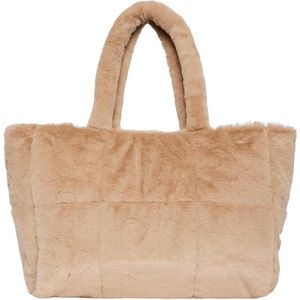 Pieces Finna Fur Shopper Fossil BEIGE One Size