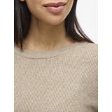 Vila - Vicomfy O-neck Knit Top - Trui - Natural Melange