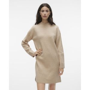 Gebreide Jurk - Hoge Hals - Lange Mouwen - Relaxed Fit - Boven De Knie