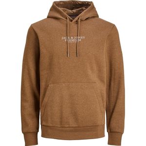 JACK & JONES Arie sweat hood slim fit, heren hoodie katoenmengsel met capuchon, camel bruin bruin melange