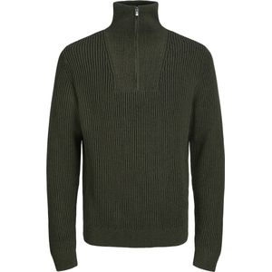 Jack & Jones - Jprblacharlie Knit Half Zip - Donkergroen - 100% Katoen