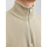 JACK & JONES - Perfect Knit - Schipperstrui - Beige - Katoenmengsel met Opstaande Boord