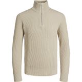 JACK & JONES - Perfect Knit - Schipperstrui - Beige - Katoenmengsel met Opstaande Boord