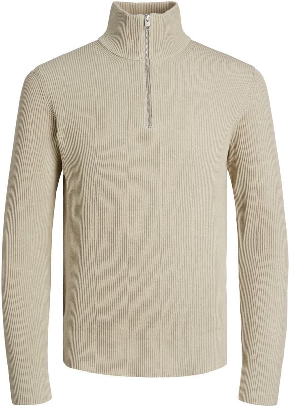JACK & JONES - Perfect Knit - Schipperstrui - Beige - Katoenmengsel met Opstaande Boord
