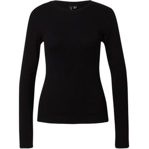 VMROMA Dunne Trui Lange Mouw Shirt Ronde Hals Sweater Rib Jersey Slim Fit, Colour:Black, Size:L