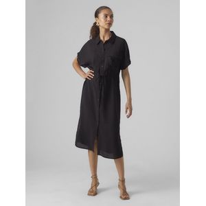 Vero Moda Jurk Vmiris Shirt Calf Dress Wvn Ga 10298782 Black Dames Maat - M