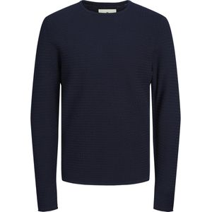 JACK & JONES Miguel knit crew neck slim fit, heren pullover katoen met O-hals, blauw