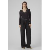 Longsleeve - Zwart - Kant - V-hals - Lange Mouwen - Regular Fit