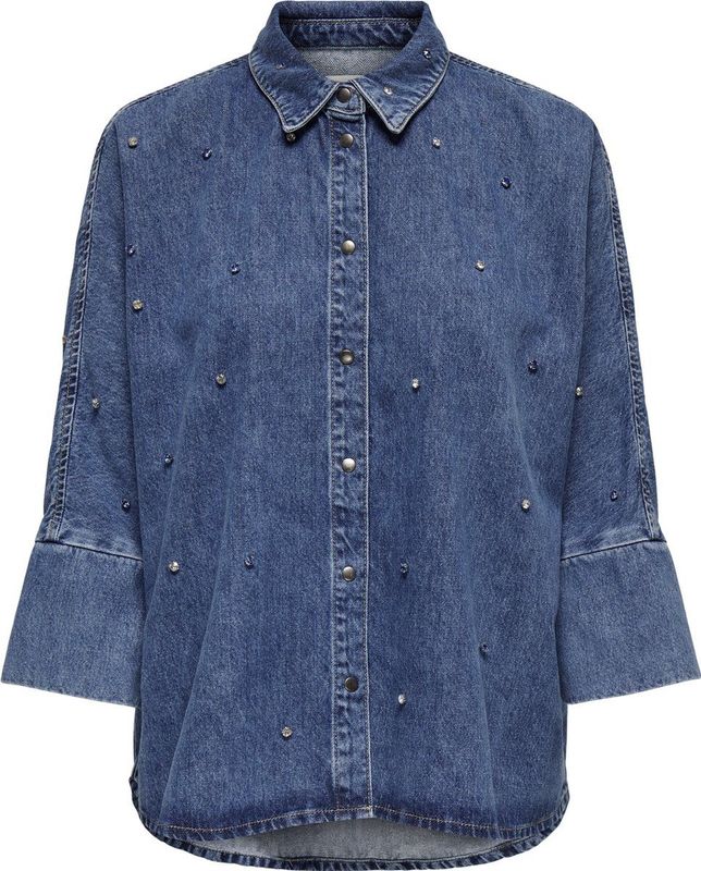 Only Blouse Onlgrace Rhinestone Mb Dnm Shir 15307936 Medium Blue Denim Dames