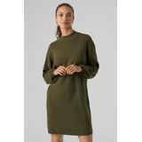 Gebreide Jurk - Hoge Hals - Lange Mouwen - Ballonmouwen - Geribde Manchetten
