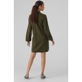 Gebreide Jurk - Hoge Hals - Lange Mouwen - Ballonmouwen - Geribde Manchetten