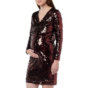 MAMALICIOUS Zwangerschapsjurk MLPARTY met Pailletten Donkerrood