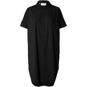 Selected Femme - Slfblair - Jurk - Zwart - Katoen