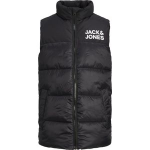 JACK & JONES Jjetoby Bodywarmer Collar Sn Jnr jas voor jongens, zwart/print: wit JACK & JONES logo op de borst, 140