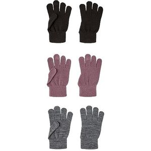 NKNMAGIC GLOVES 3P NOOS, handschoenen, Mauve Laide/set: 3 stuks met grijs gemêleerd/zwart, 5