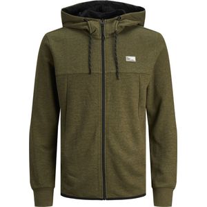 JACK & JONES Air sweat zip hood regular fit, heren sweatvest katoenmengsel met capuchon, groen melange