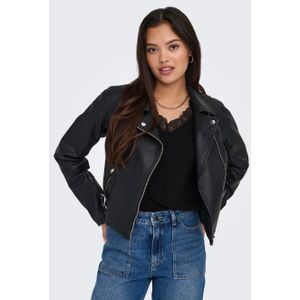 Onlalba - Bikerjack - Imitatieleer - Lange Mouwen - Biker Kraag