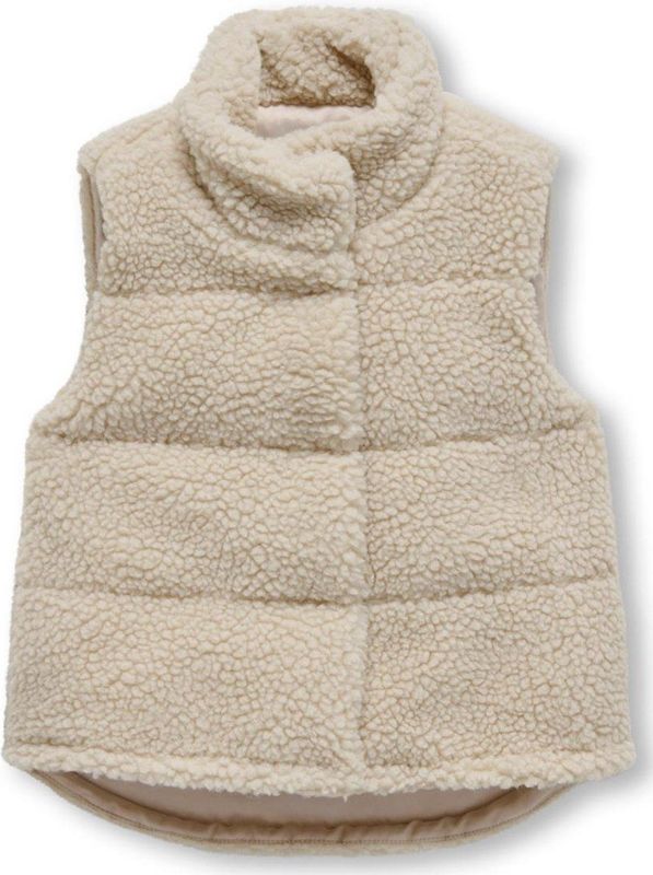 ONLY MINI - Teddy Gilet - Wit - Mouwloos - Knoopsluiting
