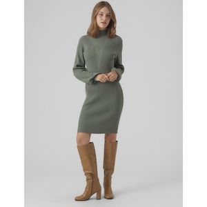 Cocktailjurk - Effen - Knitwear - Opstaande Kraag - Lange Mouw