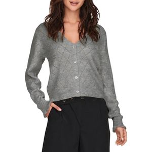 JDY - Gebreid Vest - V-Hals - Lange Mouwen - Knoopsluiting - Ruches