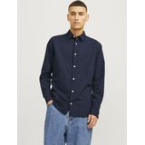 Jack & Jones - Linen Blend - Overhemd - Blauw - Katoen en Linnen
