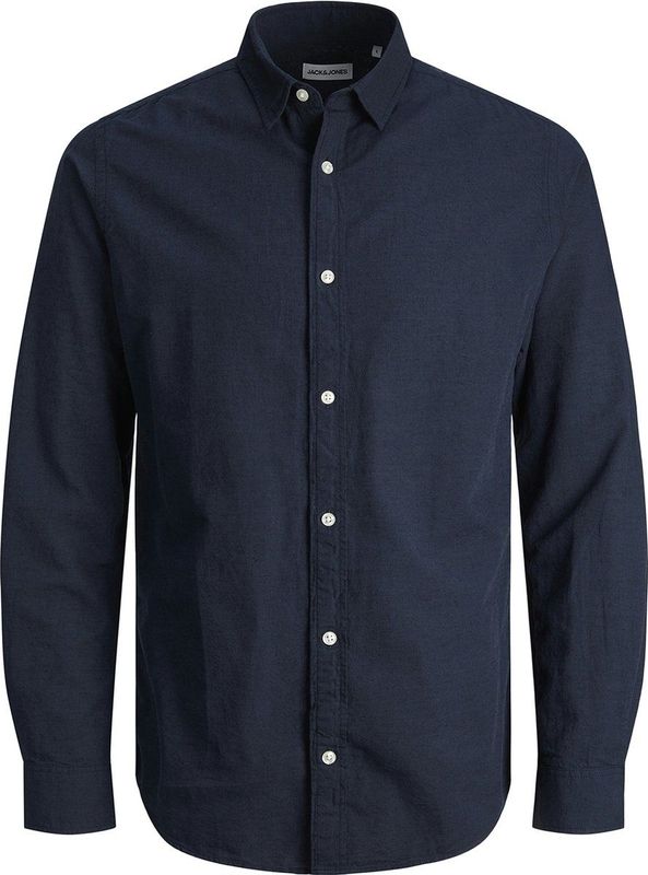 Jack & Jones - Linen Blend - Overhemd - Blauw - Katoen en Linnen