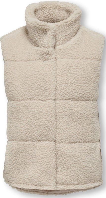 Kogsandra - Teddy Gilet - Mouwloos - Hoge Hals - Knoopsluiting - Lang