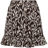 PIECES - JEANITA - Rok - Donkerbruin / Offwhite - Volantrok