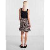 PIECES - JEANITA - Rok - Donkerbruin / Offwhite - Volantrok