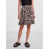 PIECES - JEANITA - Rok - Donkerbruin / Offwhite - Volantrok