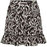 PIECES - JEANITA - Rok - Donkerbruin / Offwhite - Volantrok