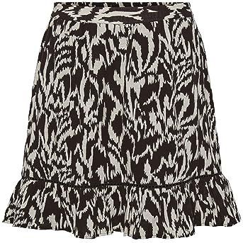 PIECES - JEANITA - Rok - Donkerbruin / Offwhite - Volantrok