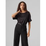 Satijnen blouse, korte mouwen VERO MODA. Polyester materiaal. Maten S. Zwart kleur