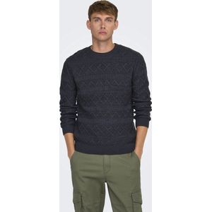 Only & Sons Trui Onswade Reg 5 Struc Crew Neck Knit 22027159 Dark Navy Mannen