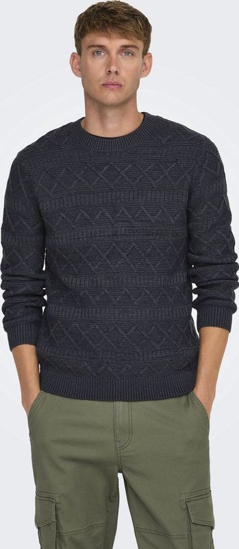 Only & Sons Trui Onswade Reg 5 Struc Crew Neck Knit 22027159 Dark Navy Mannen