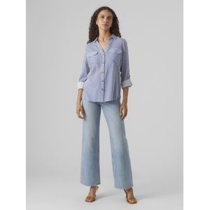 Vero Moda - Casual Blouse - Blauw-Wit Streeppatroon - 100% Viscose