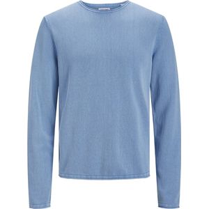 JACK & JONES Leo knit crew neck slim fit - heren pullover katoen met O-hals - lichtblauw