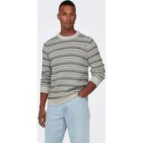 Only & Sons Trui Onsmusa Reg 3 Struc Crew Knit 22027268 Silver Lining Mannen