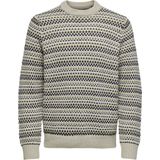 Only & Sons Trui Onsmusa Reg 3 Struc Crew Knit 22027268 Silver Lining Mannen