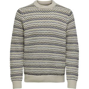 Only & Sons Trui Onsmusa Reg 3 Struc Crew Knit 22027268 Silver Lining Mannen