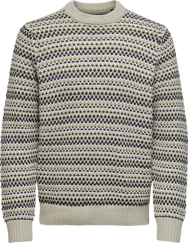 Only & Sons Trui Onsmusa Reg 3 Struc Crew Knit 22027268 Silver Lining Mannen