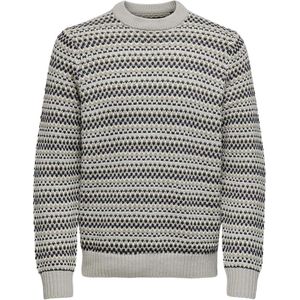 Only & Sons Trui Onsmusa Reg 3 Struc Crew Knit 22027268 Silver Lining Mannen